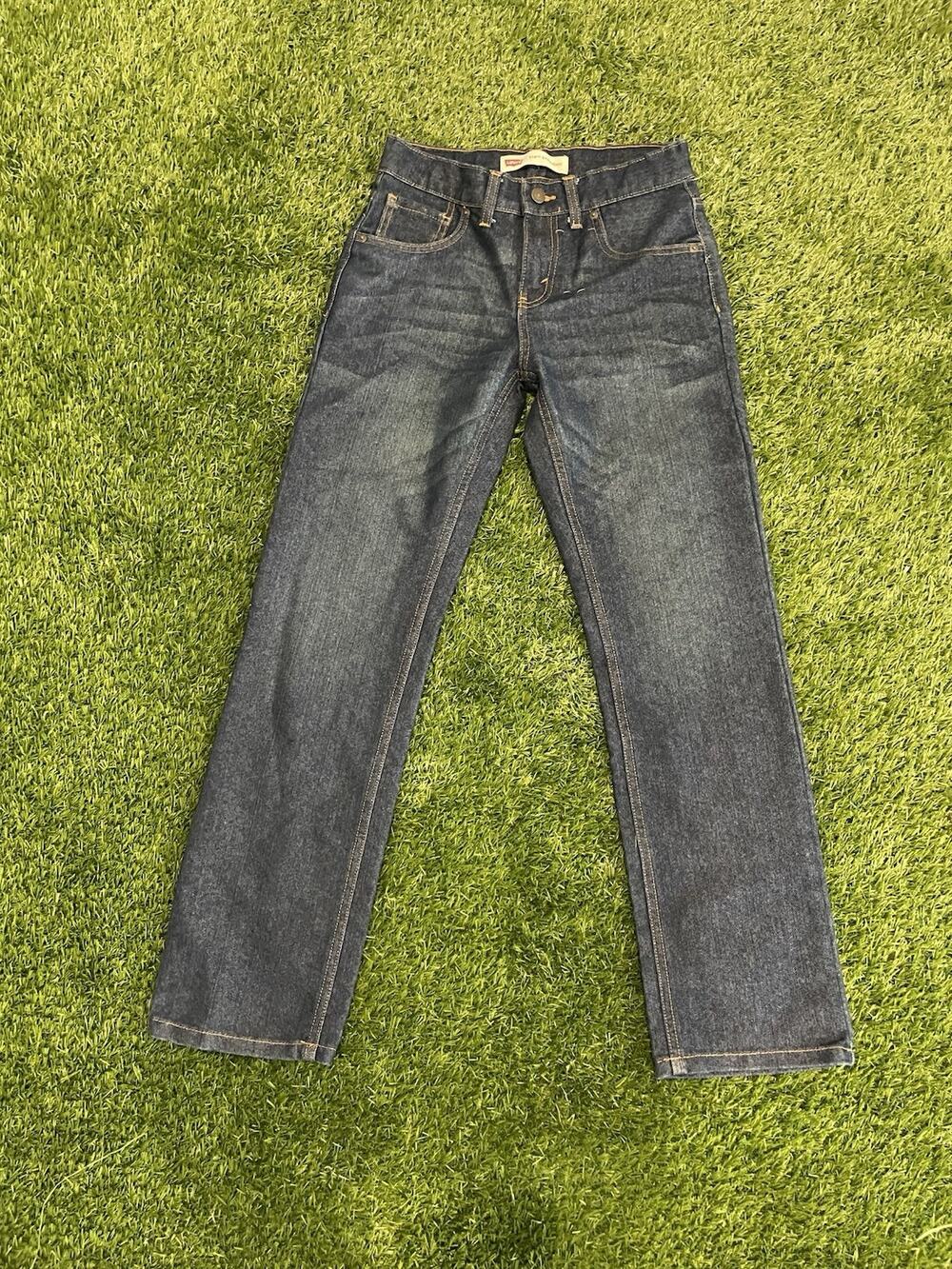 Levi's 514 Straight Jeans Boys Size 14 Reg W27 L29 Dark Wash Adjustable Waist